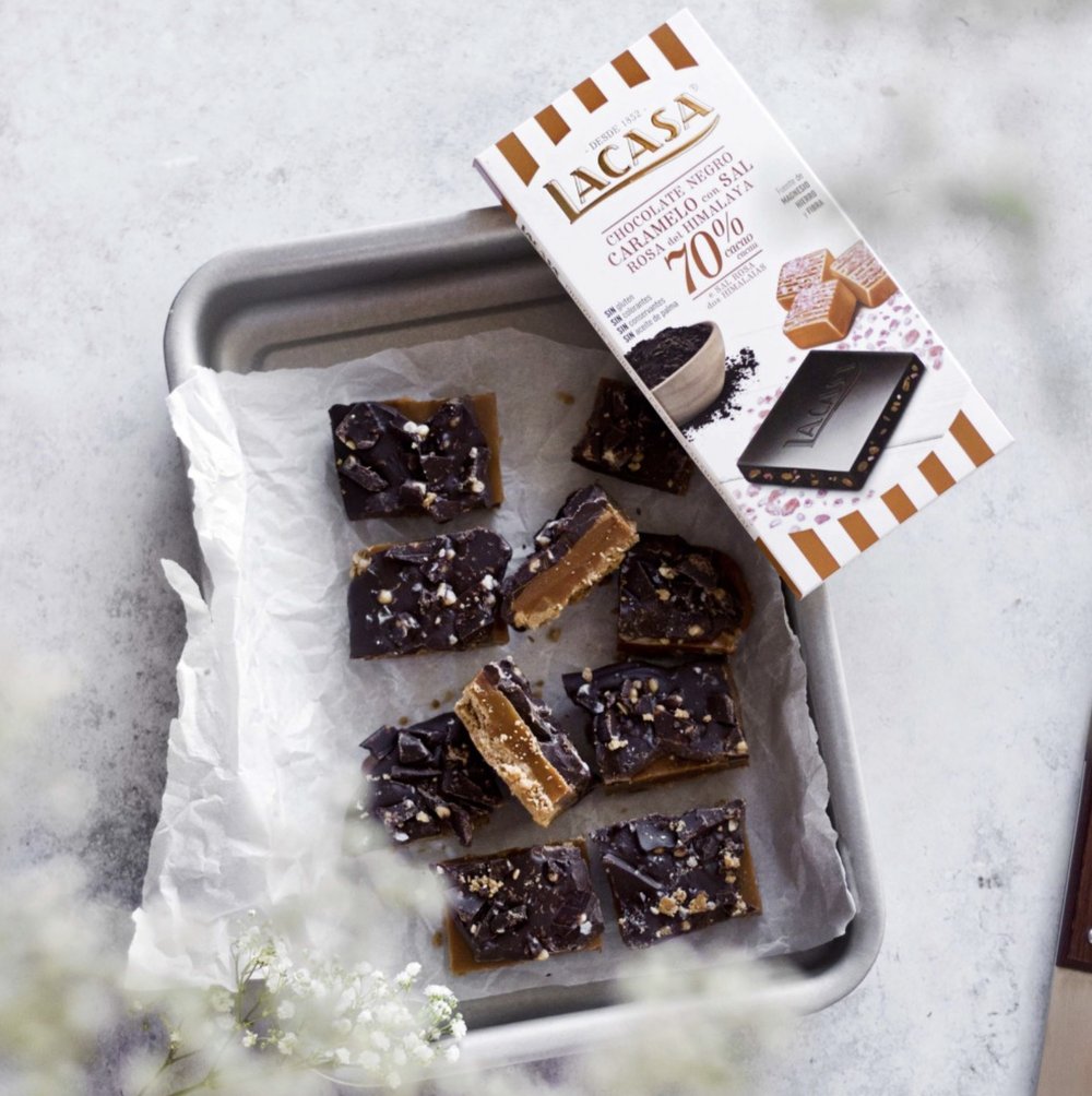 Chocolate Negro 70% Cacao con Caramelo y Sal Rosa del Himalaya